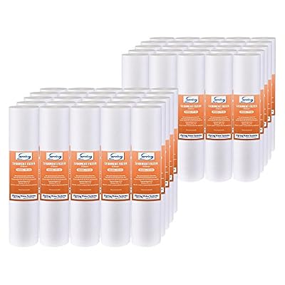 iSpring FP150X50 10"x2.5" Universal Sediment Water Filter Replacement Cartridges, 50 Micron Multi-layer Sediment Filter, 50 Pack