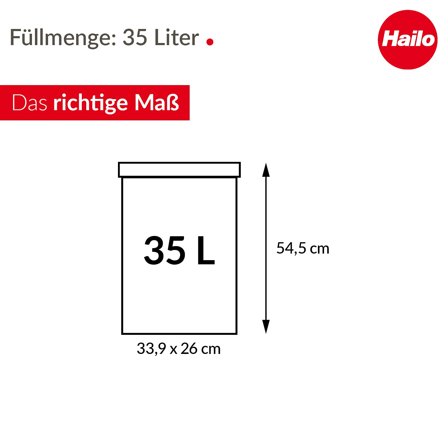 Hailo Big-Box Swing L Mülleimer - 1 x 35 Liter - selbstschließender Schwingdeckel - Stahlblech - Müllbeutel-Klemmrahmen - Mülleimer Küche rechteckig - Abfalleimer made in Germany - Edelstahl | Volumen 35 l, Behälter Edelstahl