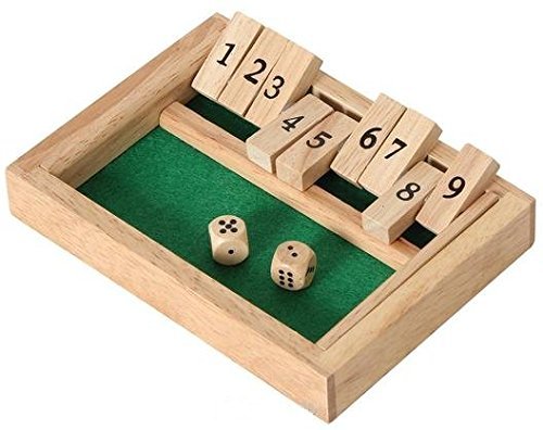 Chess And Games Shop Muba Wooden 9# Shut The Box Game - Mini Travel Set Simple Funny Family, Party Board