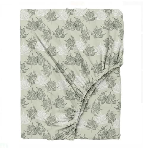 Image of Trance Home Linen Pure 100% Cotton 144TC Printed Single Fitted Bedsheet with 1 Pillow Cover (78 x 36 inch, Fern Paradise Green)