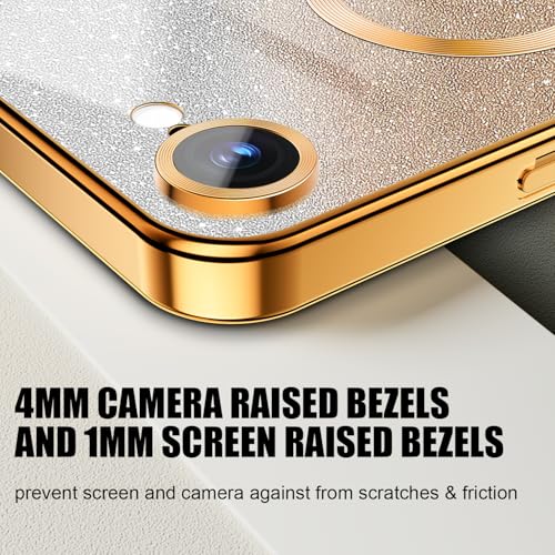 Image of Misscase for iPhone 17e & iPhone 16e Magnetic Glitter Case Compatible with MagSafe,Camera Lens Protector Full Protection Elegant Anti-Scratch Dust-Proof Net Cover for iPhone 17e & iPhone 16e Gold