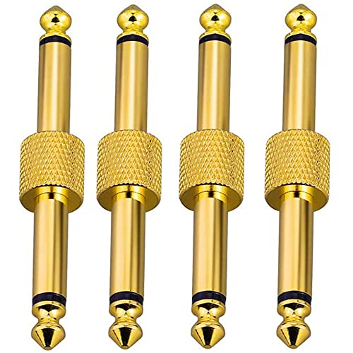 Greluma 4 pièces coupleur de pédale de guitare professionnel de 6.35 mm, pédale d'effets de guitare TS 1/4 pouce à connecteur de pédale de type droit,...