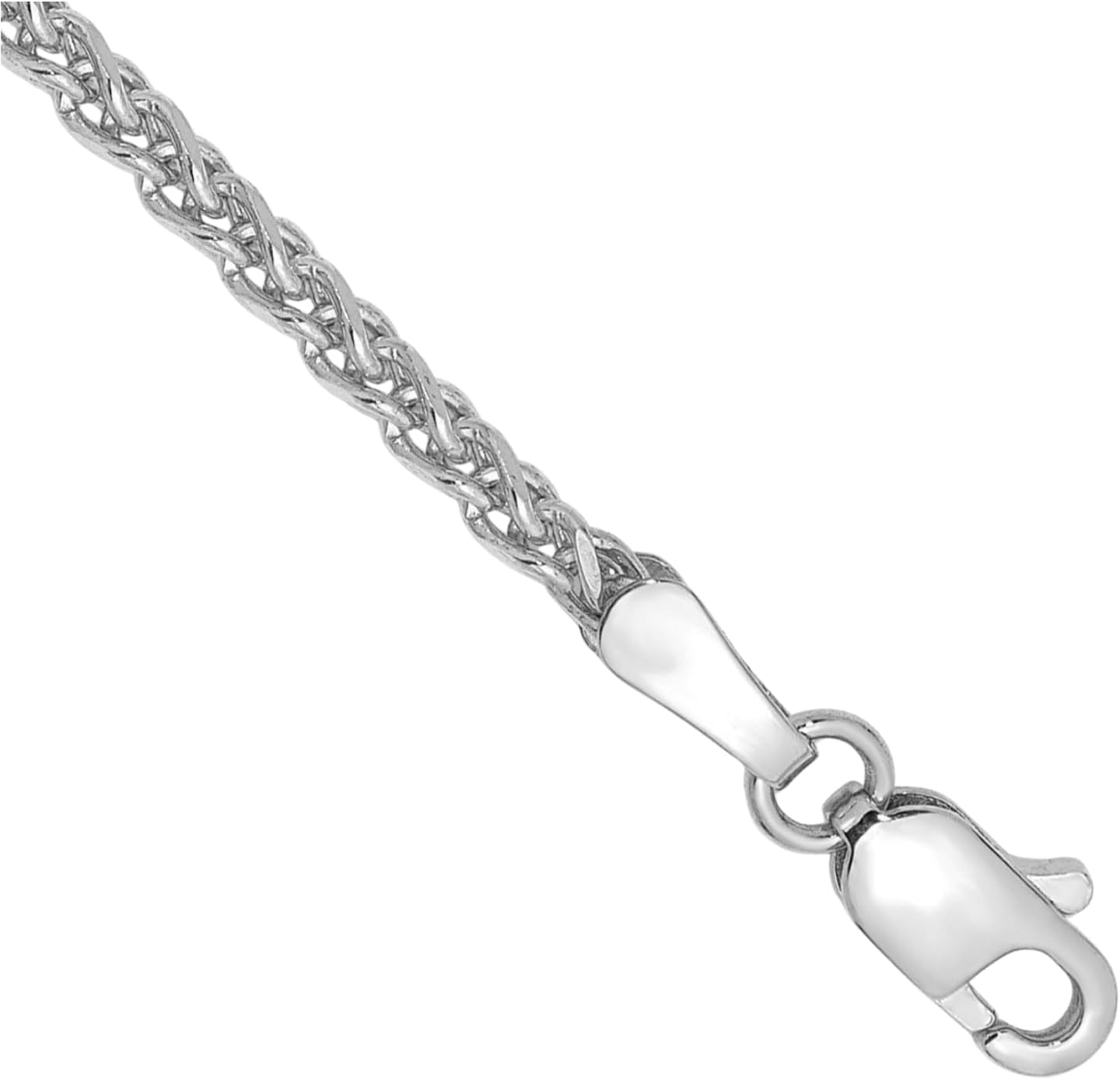 IceCarats 14K Solid White Gold 2.1mm Thin Wheat Chain Spiga Bracelet 7 inch Diamond Cut For Her