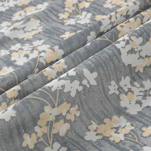 Image of Floral Printed Home Decor Curtains for Living Room, Bedroom Doors and Windows Panel, Parda, Eyelets Hanging, Grey, 4 x 8 Feet, 1 Piece