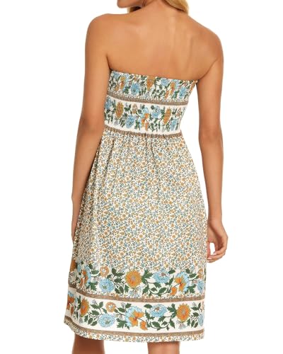 Image of CHICGAL Summer Dresses for Women Beach Cover Ups Strapless Boho Floral Print Sundress 2026
