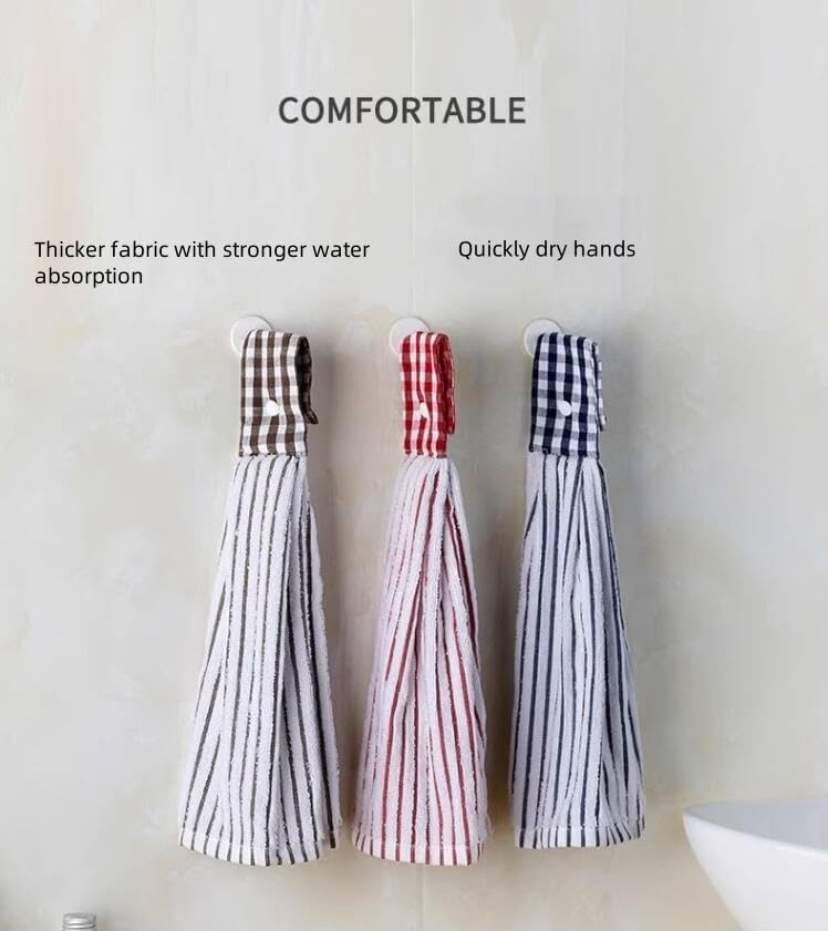 Miniatura 9 de 2 toallas de algodón de cocina clásicatoalla absorbentetoallas colgantestoalla de mano, rayas rojas