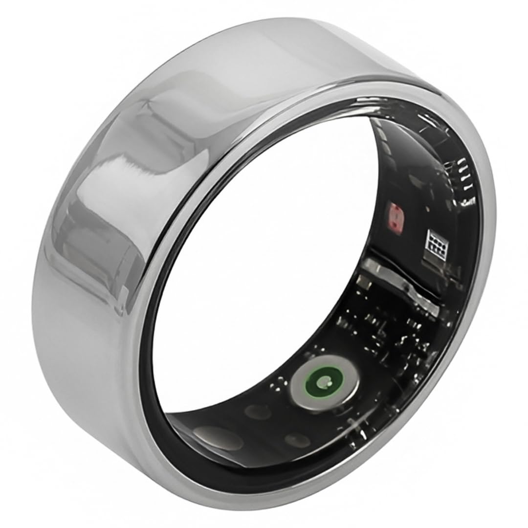 Raveno Smart Ring Stainless Steel Wearable Tracker with Epoxy Resin Inner Lightweight 3g – Silver Size 7-image-13