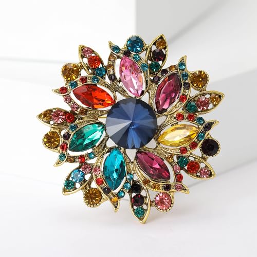 Image of Trendy Large Rhinestone Flower Brooches 8-color for Women Luxury Office Party Casual Pins Jewelry Accessories Gifts