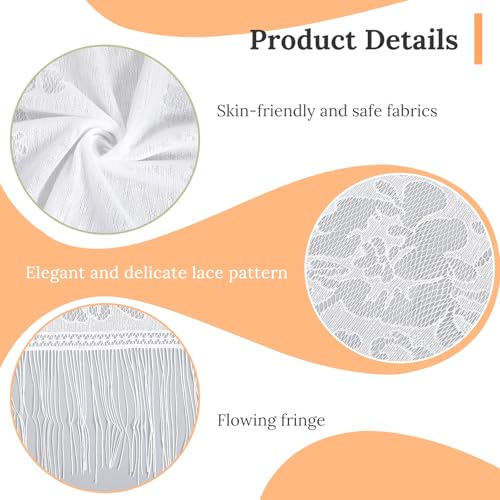 White Shawl for Women, Sheer Floral Lace Shawl with Tassels, Mesh Wedding Formal Evening Party Dresses3