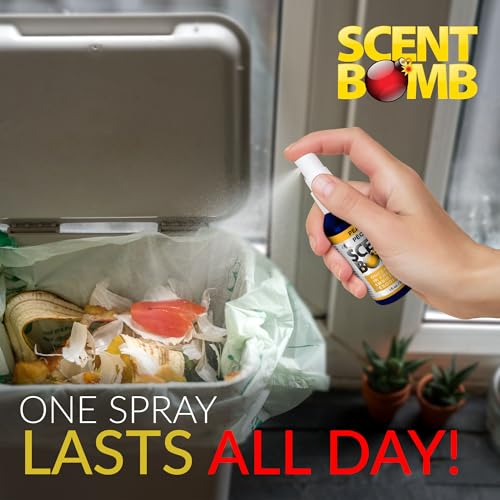 Image of Scent Bomb Air Freshener Spray, Long-Lasting Odor Eliminator - Effective Deodorizer for Home & Car, Fresh Room Spray for Kitchen, Bathroom & Smell Neutralizer - 1 oz Pack of 4, Peach Scent