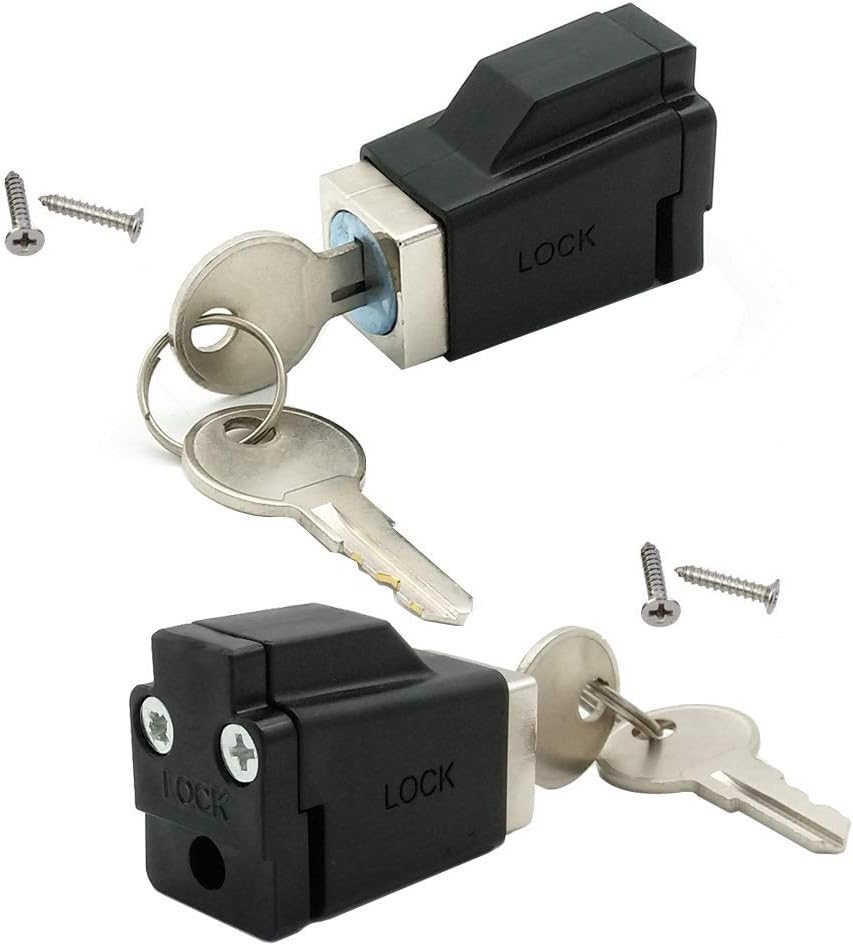 2 Pack Sliding Window Stopper Lock with 2 Keys for Thickness 1/4" Small Frame Edge Clamp