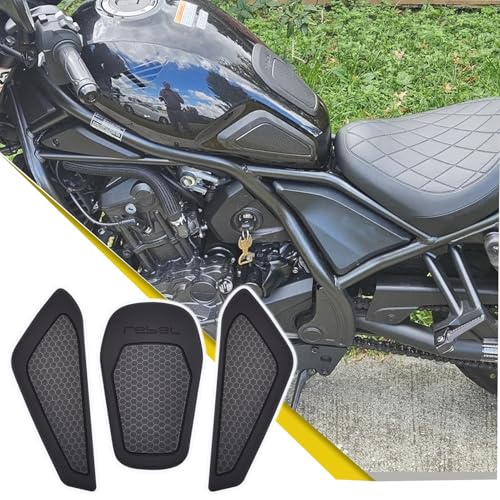 Image of Motorcycle REBEL 1100 CMX 1100 Accessories Side Fuel Gas Tank Cover Anti-slip Protector Stickers Knee Grip Traction Pads fit for Ho&n&da Rebel CMX1100 2021 2022 2023 2024 2025 2026 (Black A)