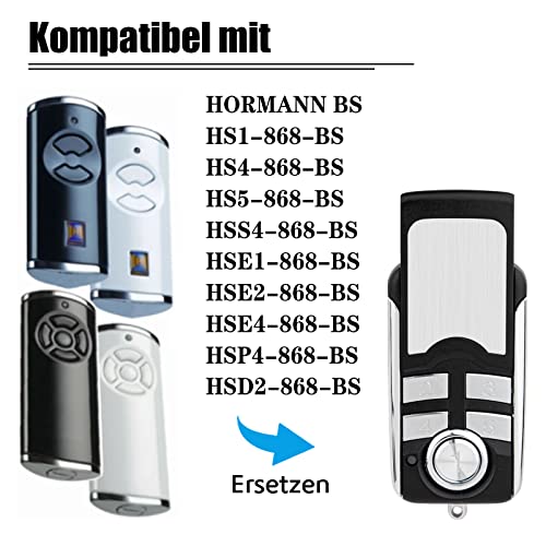 868MHz Garagentoröffner Fernbedienung kompatibel mit Hörmann Handsender HSE1 HSE2 HSE4 868 BS Handheld Transmitter HS1 HS4 HS5 HSS4 HSP4 HSD2 868 BS 2 Stück - Image 3