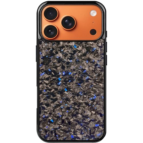 Forged Carbon Fiber Phone Case, for iPhone 17 16 15 14 13 12 11 X XR XS Pro Max Plus Mini e Series. Magnetic Wireless Charging Anti-Fall Phone Case for MagSafe (Blue,iPhone17ProMax)