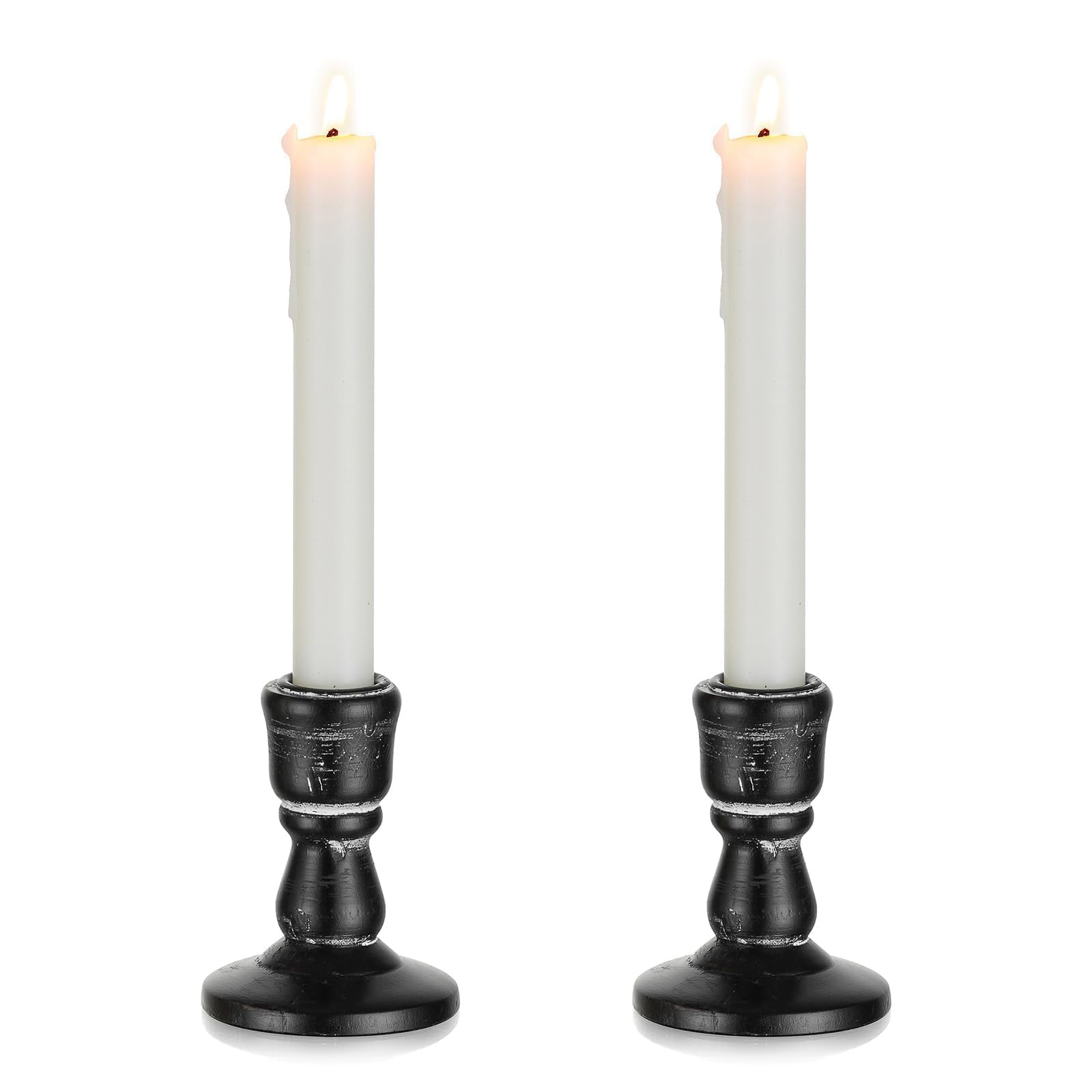 Inweder Wood Candlestick Holder Candle Holders: 2 pcs Wooden Taper Candle Holder Black Rustic Candle Holders Farmhouse Candle Stick Holder for Table Centerpiece Wedding Event Christmas Home Decor โ image 1