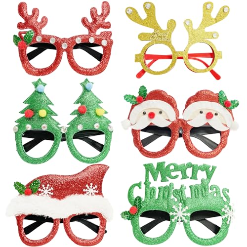 Senbaler 6 Stück Weihnachtsbrille Rahmen,Kreative...