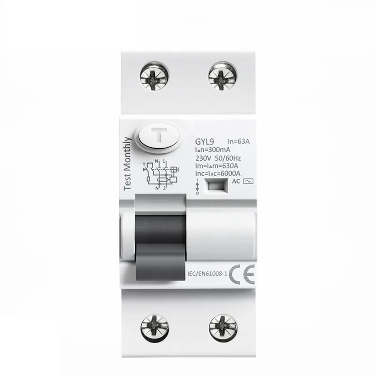 GYL9 AC Type RCCB Electromagnetic Residual Current Circuit Breaker AC ELCB 2 Pole 25A 40A 63A 100A RCD 30mA 100mA 300mA 1Pcs(2P 100A,30mA)