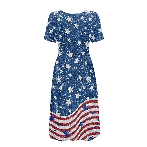 Image of Women's Summer Formal Dresses Short Sleeve Wrap V Neck Dresses Bridesmaid Wedding Guest Dress with Pockets