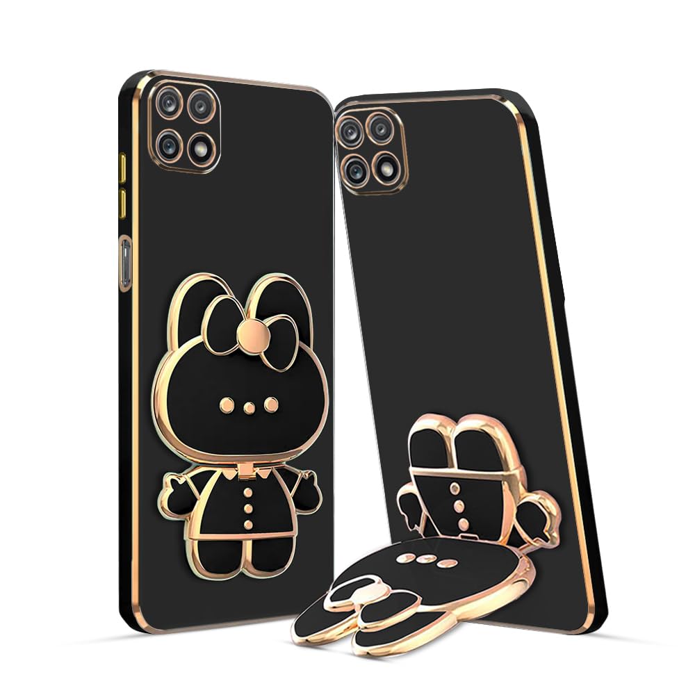 KARWAN®️ 6D Cat Back Case and Cover with Stand Compatible for Samsung Galaxy A22 5G| Stand and Mirror | Camera Protection | Electroplated | Folding Stand - Black (B0CCL8P6GL) Amazon Price History, Amazon Price Tracker