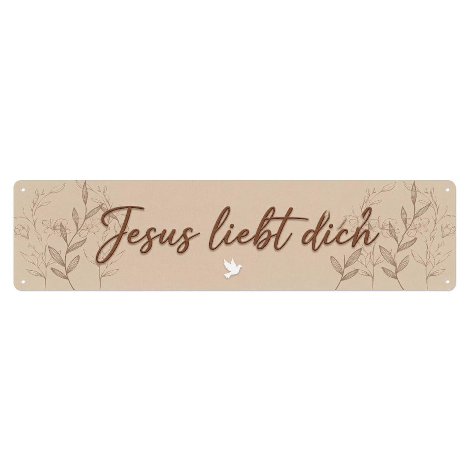Jesus Liebt Dich Christian Blessed（1） Metal Tin Skinny Sign Plaque Wall Decor for Cafe, Club Bar, Office, Home Garden Metal Poster 4x16Inch