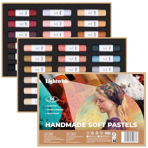 LIGHTWISH 36色 プロフェッショナル ソフトパステルセット アーティスト 初心者 大人用 - 非毒性 鮮やかな描画用パステルスティック アートスケッチ&シェーディングスキントーン