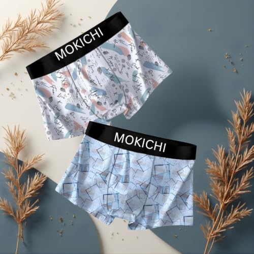 Image of Men's Boxer Briefs Pack, Breathable Stretch Underwear with Wide Comfort Elastic Waistband, Soft Geometric Print Trunks, Multi-Pack