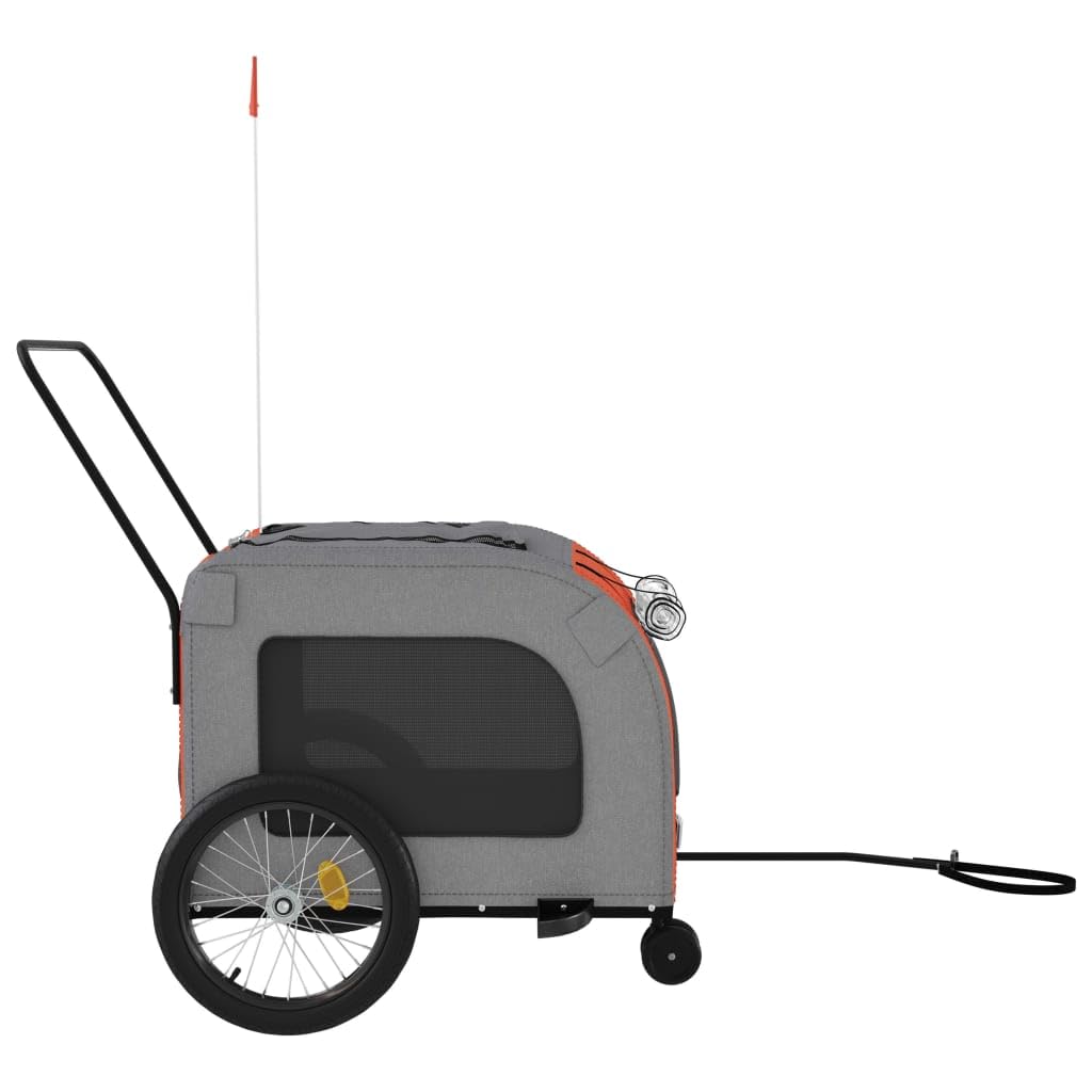 Homgoday Remolque de bicicleta para animales naranja y gris Oxford y hierro, mueble carro para perro, carro para bicicleta, carro para perros, transportín perro bicicleta modelo 93858