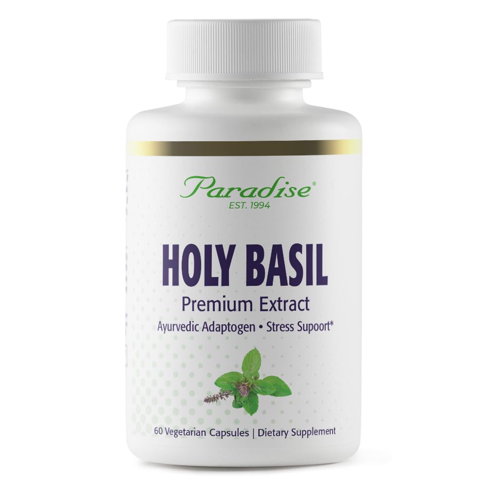 Organic Holy Basil Supplement, Active Whole Spectrum Extract, Super Potent, Ultra Pure, Vegan, Non-GMO, Gluten Free, 60 Vegetarian Capsules