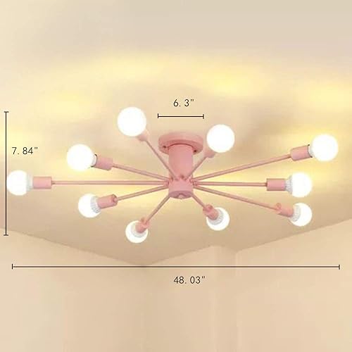 Miniatura 9 de RUNNUP Morden Decor Sputnik - Lámpara de techo nórdica semiempotrada con 10 luces, lámpara de araña creativa, lámpara de suspensión de metal para