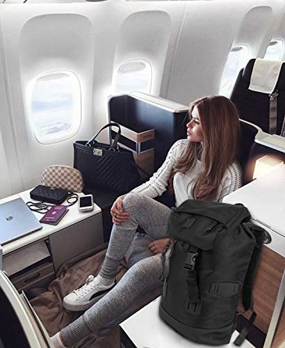 XRAY Duffle Backpack Large Canvas Retro Rucksack Travel Hiking Mountain Overnight Weekend Bag for Men and Women (Black/Black)