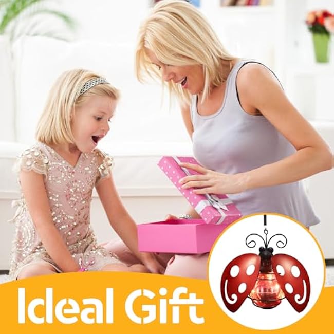 Lady Bug Solar Outdoor Hanging Lantern Creative Small Sculpture Lights Durable Waterproof Lamp Suitable for Festivals Garden Decor Birthday Gifts for Grandma Mom Women Girl