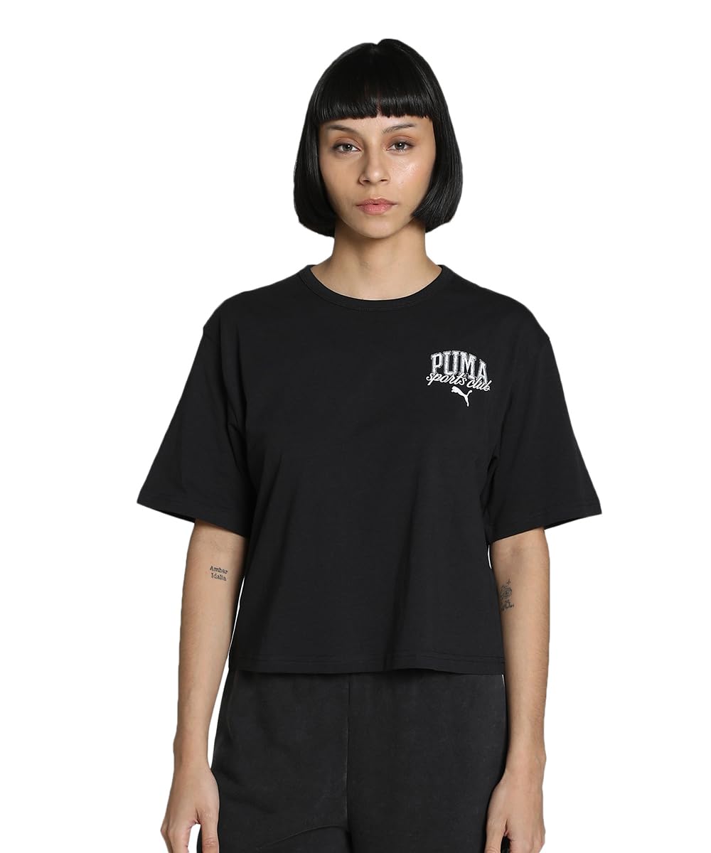 Class Relaxed Crop Kadın Siyah Günlük Stil T-Shirt 68503001