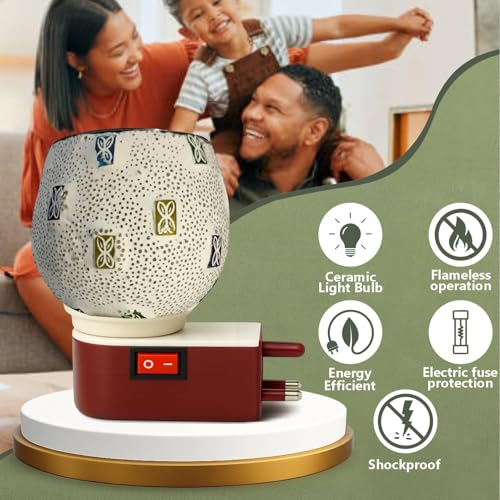 Image of JD FRESH Ceramic Kapoor Dani Lamp /Electric Camphor Diffuser Burner for Pooja /Bakhoor Burner /Multipurpose Incense Aroma Dhoop Dani /Night lamp Incense Burner for Office /Home /Temple /Meditation (JD-1029)