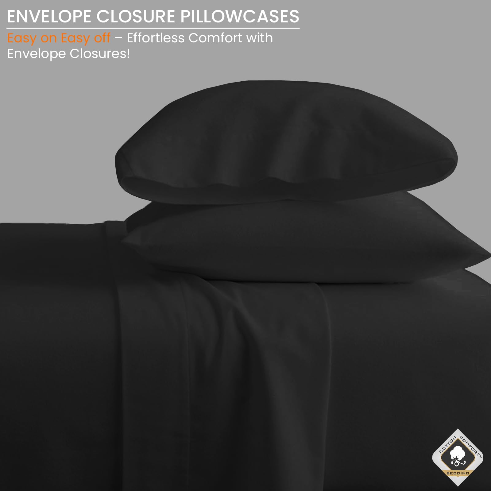 Cotton Comfort Bedding 100% Brushed Cotton Flannelette Pillowcase Pair, Soft Warm Winter Pillow Covers - Image 3