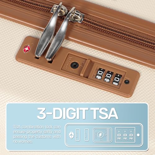 H.yeed Luggage Sets 3, ABS Hard Shell Lightweight Trolley Travel Suitcase Set with 4 Spinner Wheels TSA Lock for Man Women, 21" + 24" + 28"-White - Image 6