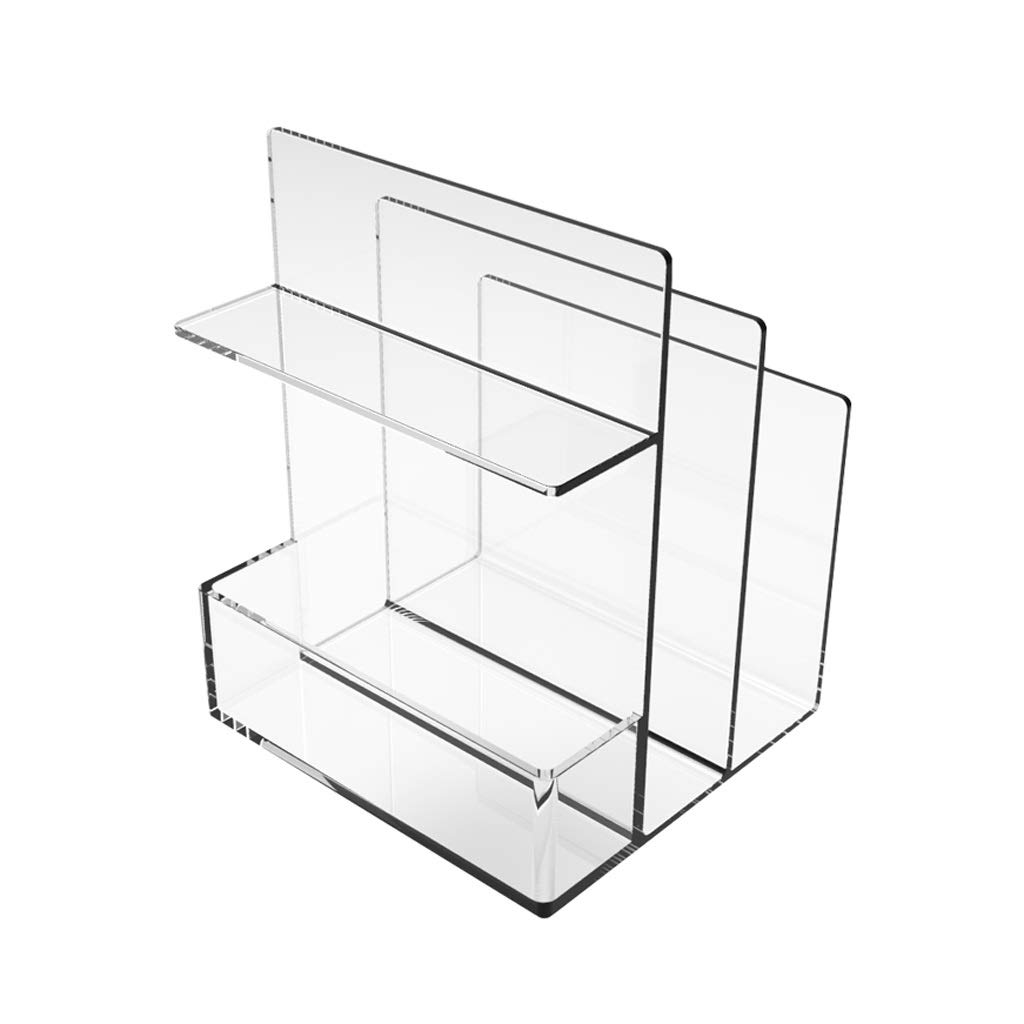 Menedżer plików na pulpicie z tworzywa sztucznego Organizer na dokumenty na biurko z akrylu, stojak na czasopisma, wielokolorowy, 18x16,5x23,2 cm(Clear)