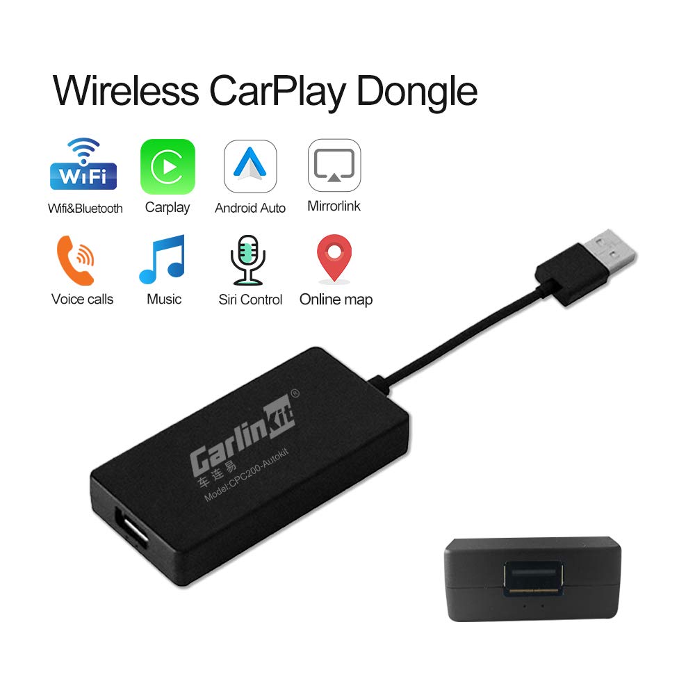 Carlinkit Carplay Dongle sans fil USB récepteur adaptateur pour unité de tête Android (autoradios Android) Compatible avec Android Auto/CarPlay/Mirror Screen, Bluetooth Carplay