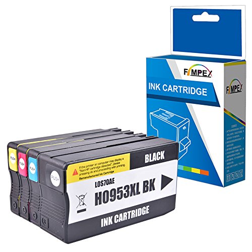 Fimpex Remanufacturé Encre Cartouche Remplacement Pour HP Officejet Pro 7740 8210 8218 8710 8715 8716 8718 8720 8725 8728 8730 8740 -953XL (BK/C/M/Y, 4-Pack)