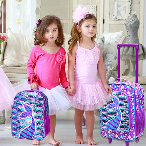 Agsdon Kids Suitcase For Girls, Cute Mermaid Rolling Luggage Wheels For Children Toddler #TOP7