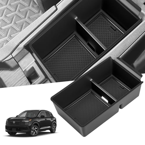 FETUSI Center Console Organizer Compatible with Nissan Kicks S/SV/SR 2025-2026 Accessories ABS Armrest Storage Box with Tray Car Interior Accessories Black