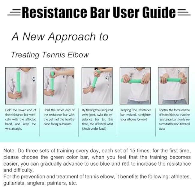 Flex Therapy Strengthener Bar for Tennis Elbow, Golfers Elbow, Tendonitis - Physical Therapy Resistance Bar for Wrist and Forearms Pain Relief