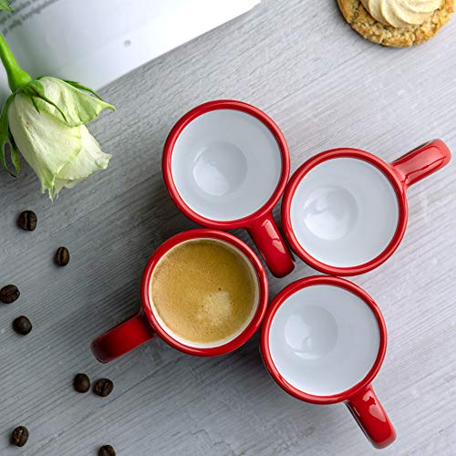 City to Cottage® Cerámica en Rojo y Blanco | Diseño de Lunares | Hecha y Pintada a Mano | Cerámica Esmaltada 2oz/60ml | Set de 4 Tazas de Café Espresso | Regalo - Imagen 4