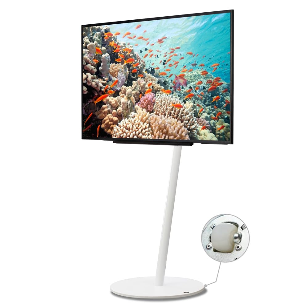 WALL A2 High Type | Japanese Rolling Portable Free-Standing 24-55 Inch Universal TV Stand with Concealed Caster Wheels | Satin White