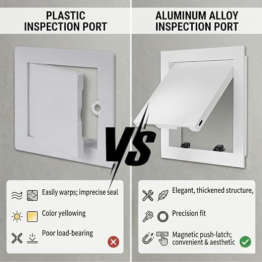 Trampilla de acceso 20x20 cm en aluminio blanco con cierre magnético press-pull 6