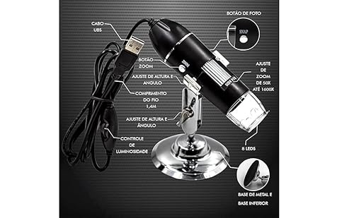 Microscópio Digital Eletrônico Óptico HD Alta Resolução 1000x Zoom