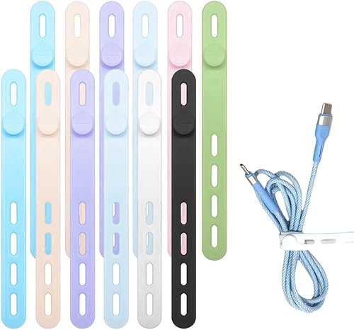 Correas de silicona para cables, correa elástica para cargar auriculares, cargador de teléfono, cables de computadora, organizadores de cables de