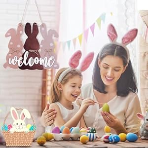 Easter Bunny Welcome Door Sign Wooden Door Decor Wreath Hanging Door Hanger Sign for Front Door Wall Home Farmhouse Decoration (11.8" x 10") Easter Bunny Welcome Door Sign Wooden Door Decor Wreath Hanging Door Hanger Sign for Front Door Wall Home Farmhouse Decoration 118 x 10
