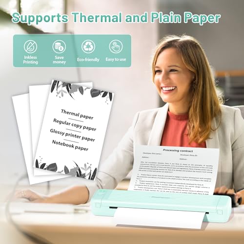 Image of Phomemo Portable Printers Wireless for Travel, P831 Bluetooth Thermal Transfer Printer Support 8.5 inch x 11 inch US Letter /A4 /A5 /B5 Copy Paper, 300DPI Inkless Mobile Printer for iPhone, Android & Laptop