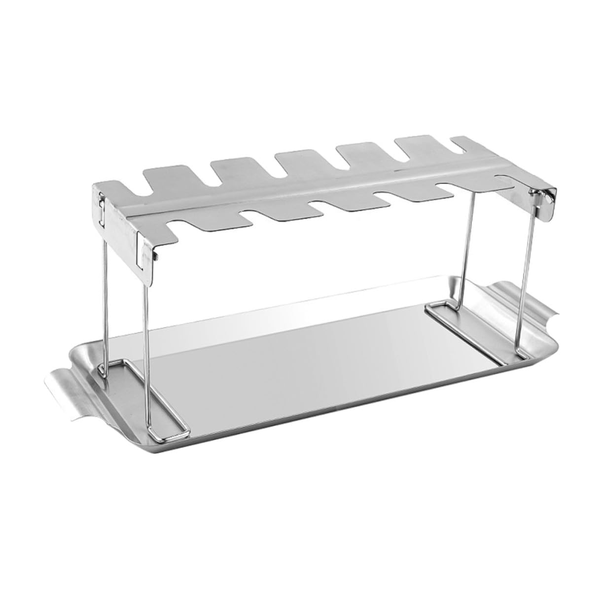 VILLCASE Soporte para Pollos Asados Plegable de Acero Inoxidable Resistente al Calor con Bandeja para Barbacoas al Aire para Camping y Fiestas Jardín para Asar Muslos y Alitas sin Volteo