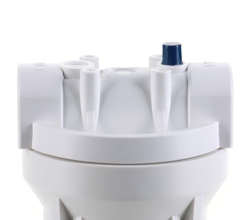 Miniatura 2 de Hydronix HF3-10WHWH12PR, carcasa blanca de 10 pulgadas con tapa de costilla blanca para sistemas de ósmosis inversa y filtración, puertos de 12" con